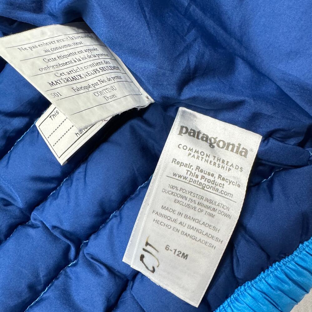 Patagonia Toddler Boys 6-12M Duck Down Sweater Puffer 600 Fill Jacket Blue - Picture 8 of 8